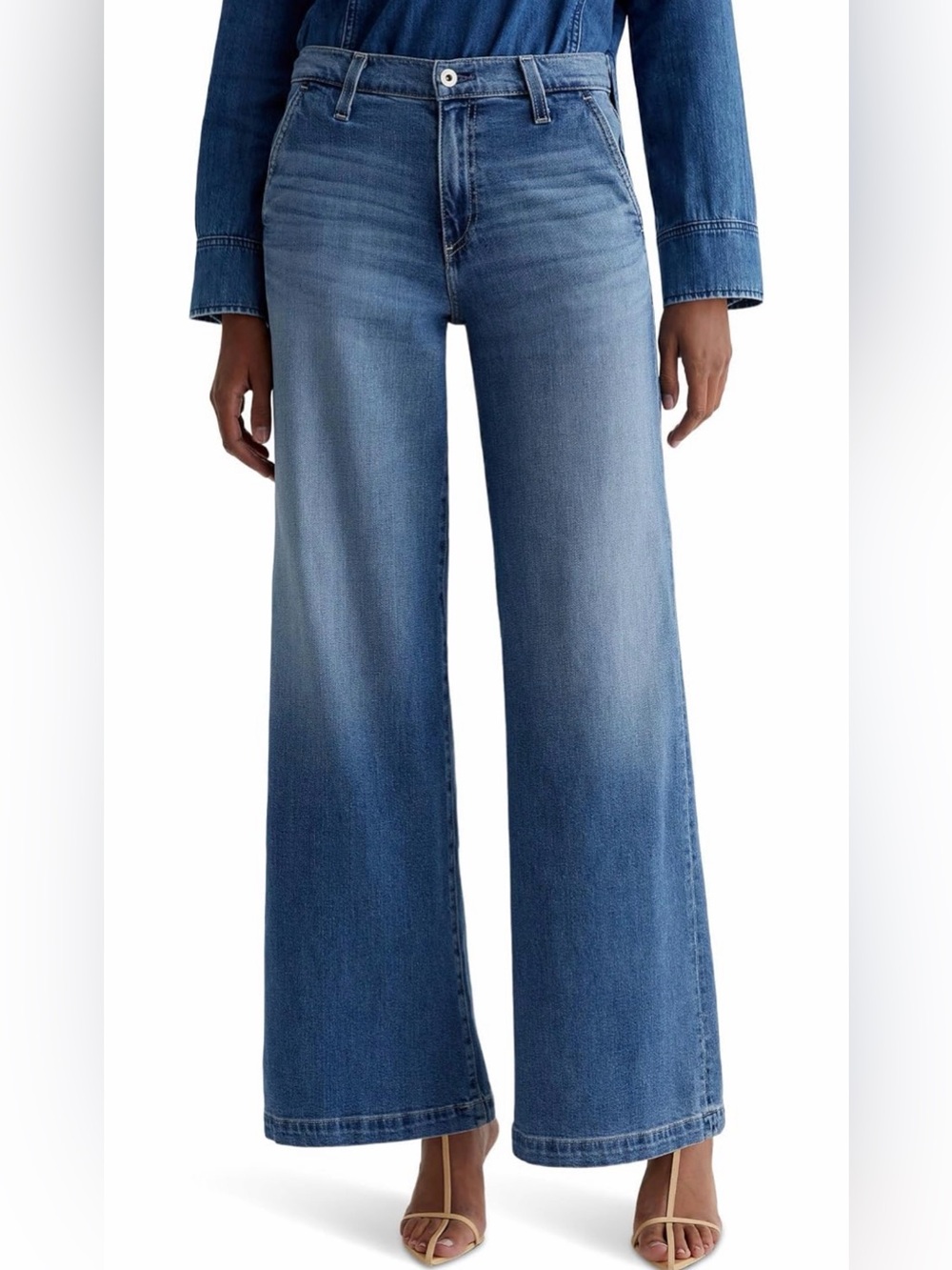 Ag Adriano Goldschmied Wide-Leg Jeans in Medium Blue Wash